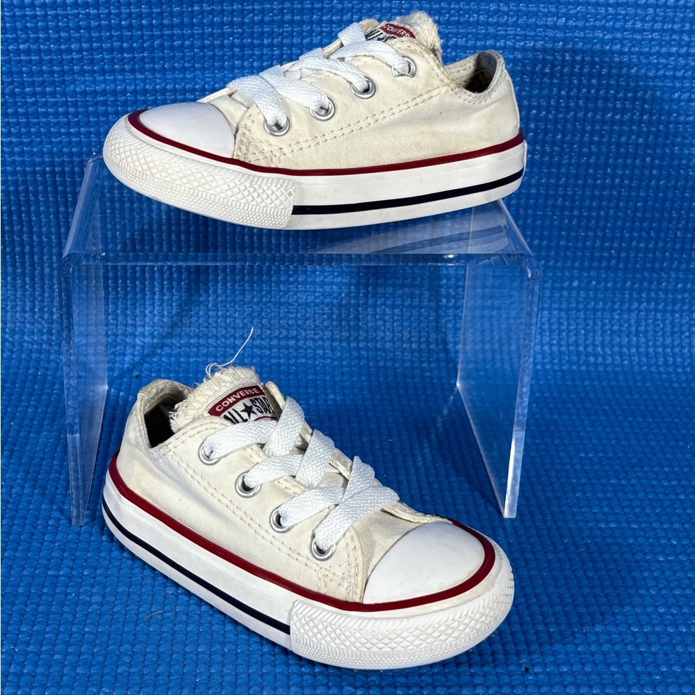 Converse Lace Up Chuck Taylor All Star Infant Toddler White Low Top Shoes SZ 6